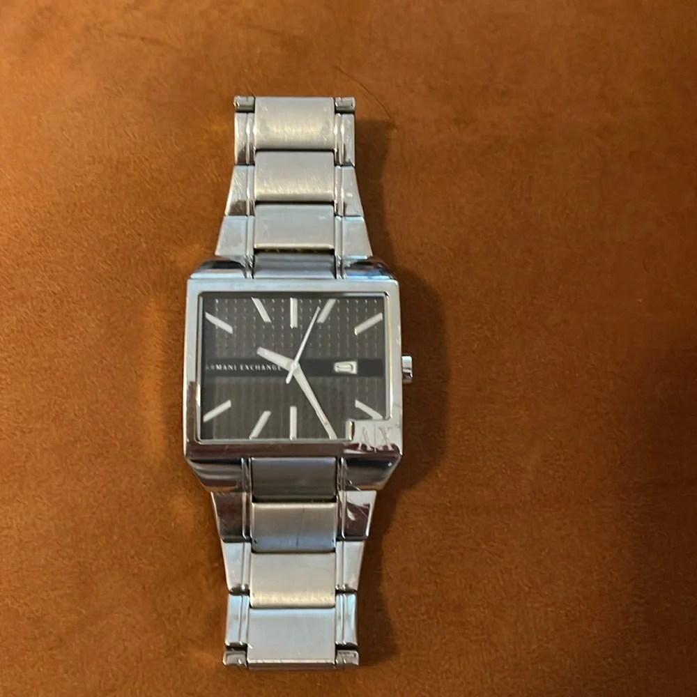 Armani Exchange AX2003 Square Stainless Steel Men’s Watch Silver